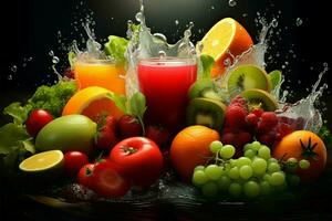 Create tasty concoctions with a variety of fruit and vegetable blends AI Generated photo