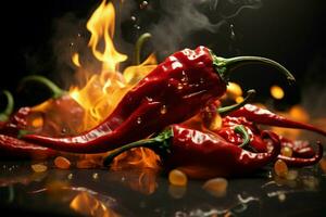 Smoldering chili pepper, adding spice to dishes AI Generated photo