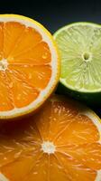 Bright lime and orange slices on white AI Generated photo