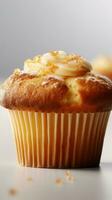 Vanilla muffin cupcake on white background isolated image food AI Generated photo