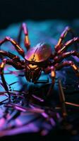 alta tecnología araña en neón luces ai generado foto