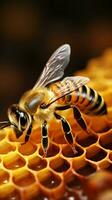abeja en panal antecedentes con Copiar espacio ai generado foto