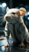 Test subject white rat in lab setting AI Generated photo