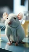 Cute white rat in research laboratory AI Generated photo