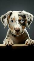 Cute Puppy with paws over white sign. Catahoula Lab Mix Dog AI Generated photo