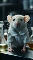 Cute white rat in research laboratory AI Generated photo