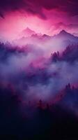 Enchanting Pink, Magenta, and Purple Fog on Dark Hazy Background Vertical Mobile Wallpaper AI Generated photo