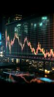 Financial stock market graph. Depicts TradingView financial market chart. Vertical Mobile Wallpaper AI Generated photo