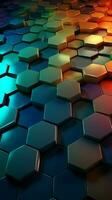 Abstract Hexagon Grid with Bright Futuristic Colors Vertical Mobile Wallpaper AI Generated photo