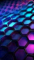 Hexagon Grid with Futuristic Blue and Purple Gradient Vertical Mobile Wallpaper AI Generated photo