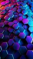 Hexagon Grid with Futuristic Blue and Purple Gradient Vertical Mobile Wallpaper AI Generated photo