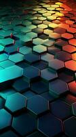 Abstract Hexagon Grid with Bright Futuristic Colors Vertical Mobile Wallpaper AI Generated photo