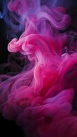 Misty Pink, Magenta, and Purple Swirls on Dark Background Vertical Mobile Wallpaper AI Generated photo