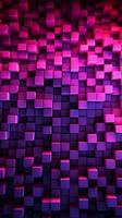 resumen púrpura y rosado LED pared antecedentes vertical móvil fondo de pantalla ai generado foto