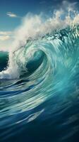 Abstract Wave on Water and Nature Background Vertical Mobile Wallpaper AI Generated photo