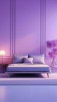 Soothing Purple Gradient Room Vertical Mobile Wallpaper AI Generated photo