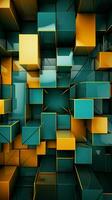 Teal and Yellow Geometric Technology Background Vertical Mobile Wallpaper AI Generated photo