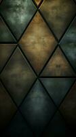 Abstract Black Triangle Shapes on Aged Paper Texture Vertical Mobile Wallpaper AI Generated photo