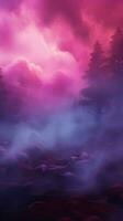 Dreamy Pink, Magenta, and Purple Fog on Mysterious Background Vertical Mobile Wallpaper AI Generated photo