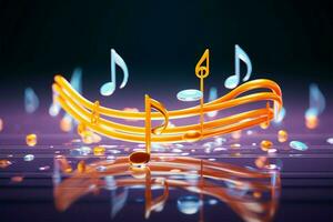 Elegant 3D music note dynamic curves, swirling 3D render art AI Generated photo