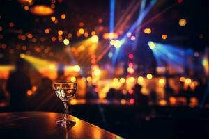 Enchanting pub ambiance Beautiful bokeh lights, celebrating a lively night AI Generated photo