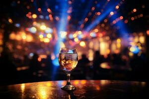 Enchanting pub ambiance Beautiful bokeh lights, celebrating a lively night AI Generated photo