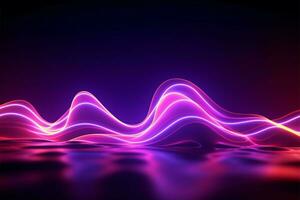 brillante neón olas en un abstracto, ultravioleta láser ligero espectáculo ai generado foto