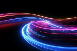 High velocity 3D light trails dynamic curve movement, 5G powered abstract AI Generated photo