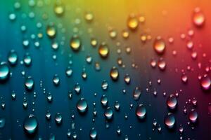 Small raindrops on a vibrant gradient mixed color background, a harmonious blend AI Generated photo