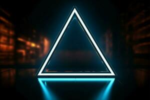 Sleek neon design A striking blue triangle element stands out AI Generated photo