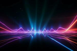 Spectacular UV spectrum laser show in 3D render background AI Generated photo