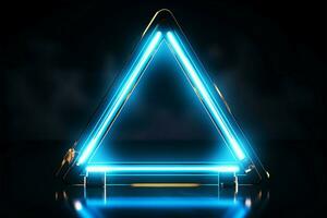 Vivid blue neon triangle element adds a bold, modern touch AI Generated photo