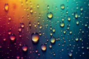 Vivid gradient mixed colors meet small raindrops, crafting a striking background AI Generated photo