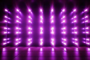 Vivid purple LED lamps on the wall provide a bright incandescent backdrop AI Generated photo