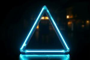 azul neón triángulo elemental sencillez con un vibrante, moderno borde ai generado foto