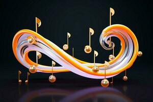 Curvaceous 3D music note captivating swirls, rendered with finesse AI Generated photo