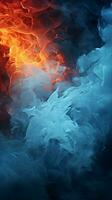 A captivating black design fuses elements of fire and ice Vertical Mobile Wallpaper AI Generated photo