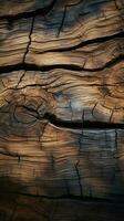 Nature-inspired background with a file of textured bark wood Vertical Mobile Wallpaper AI Generated photo