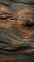 Nature-inspired background with a file of textured bark wood Vertical Mobile Wallpaper AI Generated photo