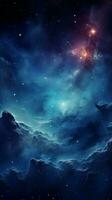 Night sky abstract background - Universe filled with stars, nebula and galaxy Vertical Mobile Wallpaper AI Generated photo