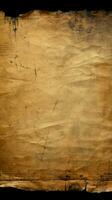 Aged parchment texture featuring dark, tattered edges Vertical Mobile Wallpaper AI Generated photo