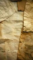 Old paper sheets texture with dark edges Vertical Mobile Wallpaper AI Generated photo