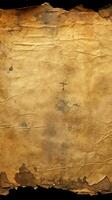 Aged parchment texture featuring dark, tattered edges Vertical Mobile Wallpaper AI Generated photo