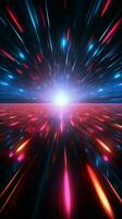 Radiant blue and red rays illuminate the disco background Vertical Mobile Wallpaper AI Generated photo