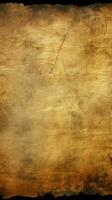 Aged parchment texture featuring dark, tattered edges Vertical Mobile Wallpaper AI Generated photo