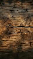 Rustic backdrop featuring the natural texture of bark wood Vertical Mobile Wallpaper AI Generated photo