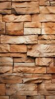 Sandstone facade seamless pattern on a textured stone wall brick background Vertical Mobile Wallpaper AI Generated photo