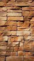 Sandstone facade seamless pattern on a textured stone wall brick background Vertical Mobile Wallpaper AI Generated photo