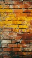 Seamless pattern texture background with an aged yellow and red brick wall Vertical Mobile Wallpaper AI Generated photo