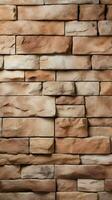 Stone wall brick background featuring a seamless pattern of sandstone facade Vertical Mobile Wallpaper AI Generated photo